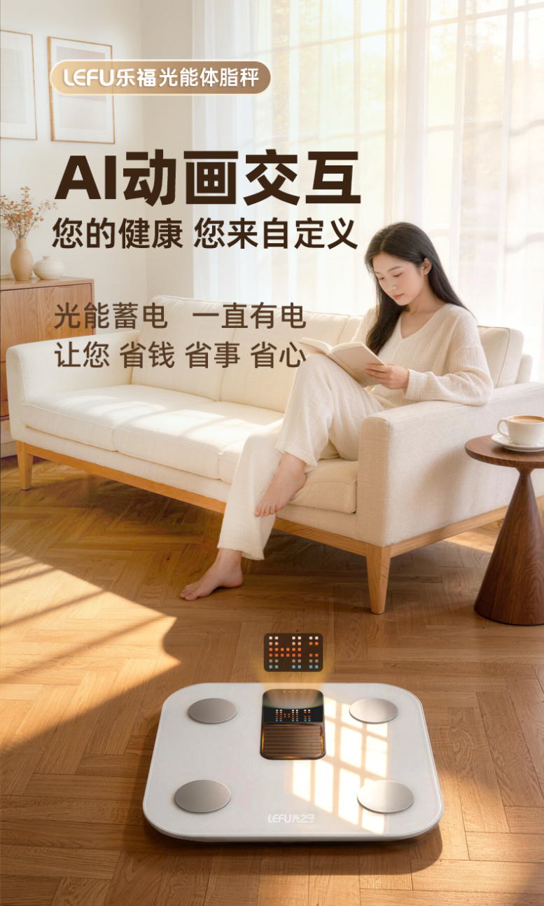 光能 + AI 双革新！乐福高精度体脂秤重新定义家庭健康标杆